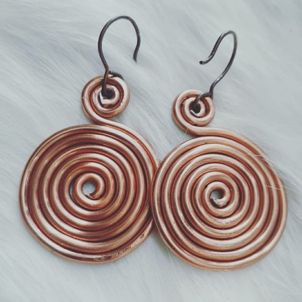 Copper "Journey" Spiral Earrings
